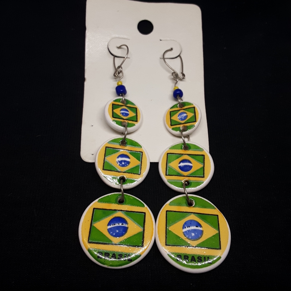 Brazil Flag Earrings